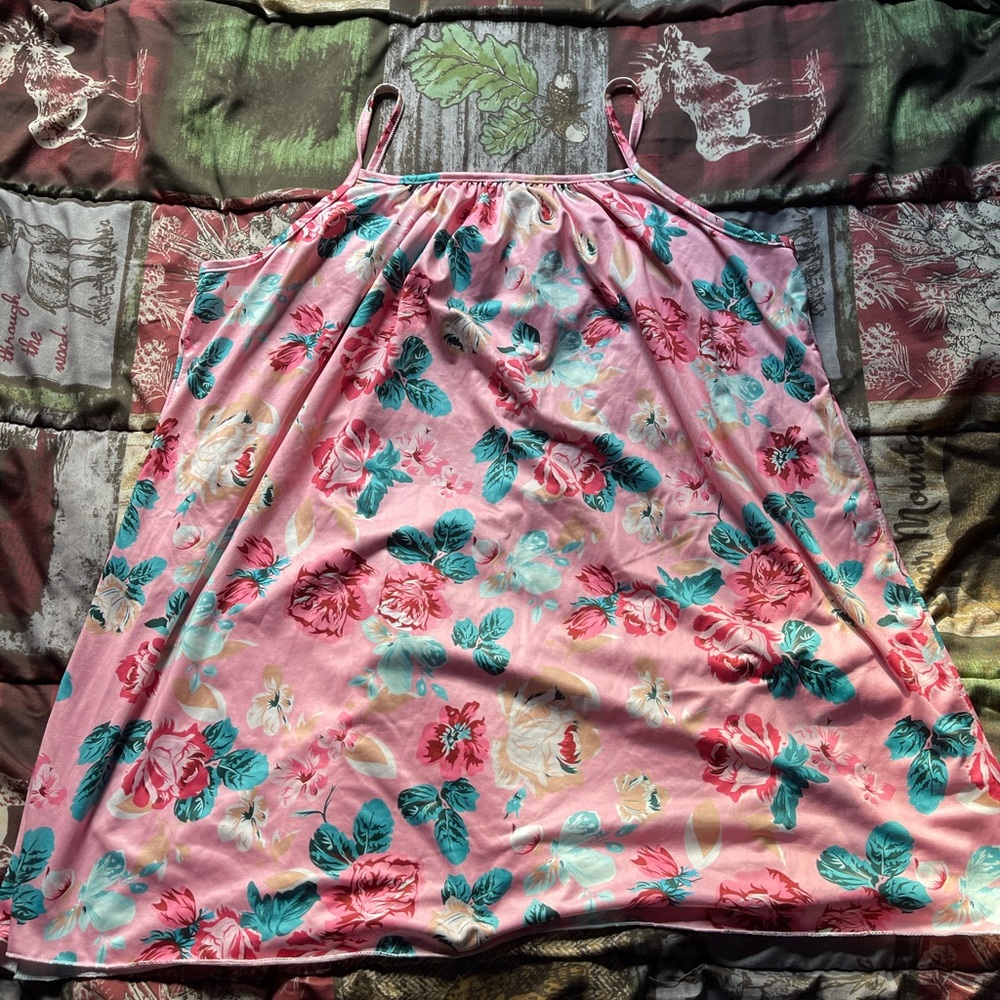 Pink floral tank top